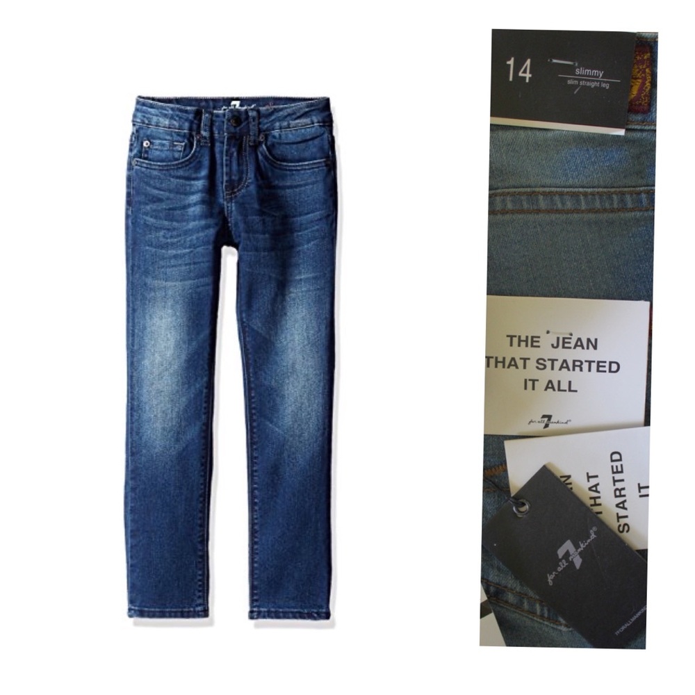 New 7 For All Mankind Boys' Slimmy Slim Straight Stretch Jeans 14